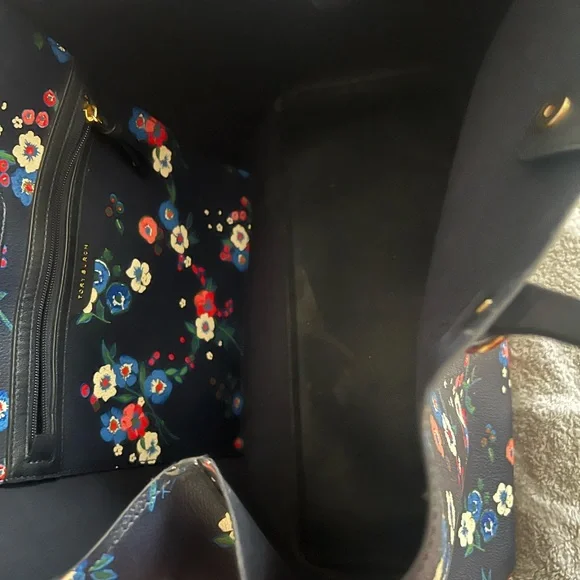 Tory Burch Black Floral Tote - Picture 3 of 3